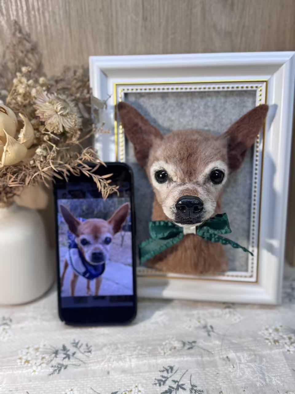 Framed Dog Bust Portrait